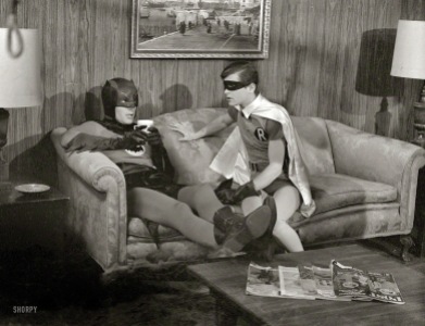 Actors Adam West and Burt Ward on the set of the movie Batman (3)